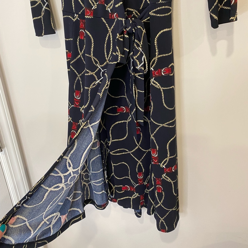 Tommy Hilfiger Wrap Dress Rope & Buckle Nautical Pattern Size S/P (Petite) - Picture 3 of 6